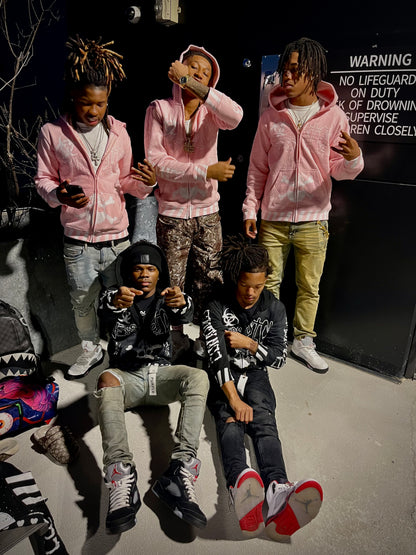 cropped black and white zip up hoodie