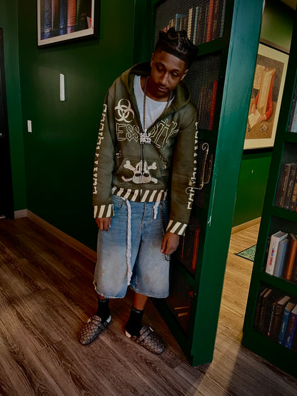 cropped black and white zip up hoodie