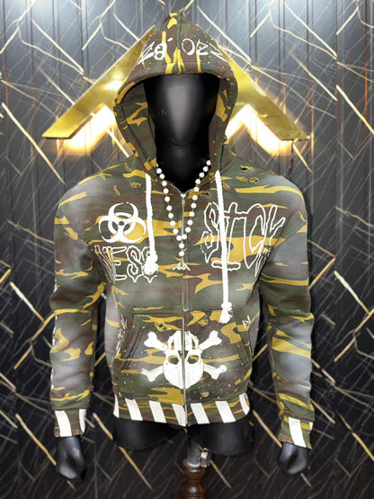 cropped black and white zip up hoodie